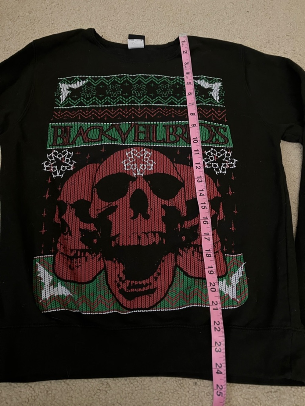 Black Veil Brides Christmas Sweater, emo gothic, skulls, pentagrams, band merch - Picture 3 of 5